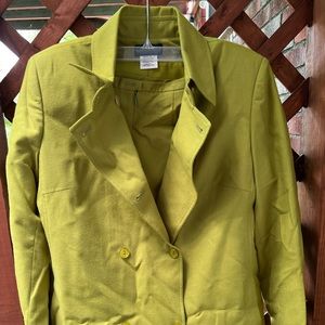 vintage wool lime green skirt suit